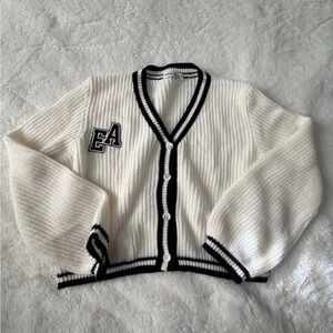 SHEIN Cream and Black Cardigan